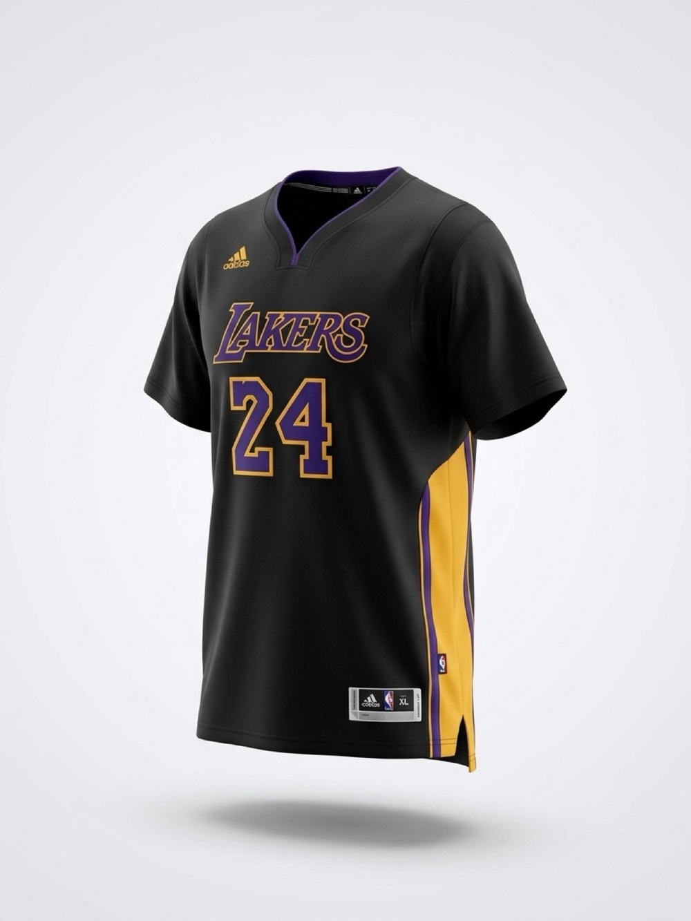 Adidas Black Lakers #24 Kobe Bryant Jersey with Gold and Purple Accents